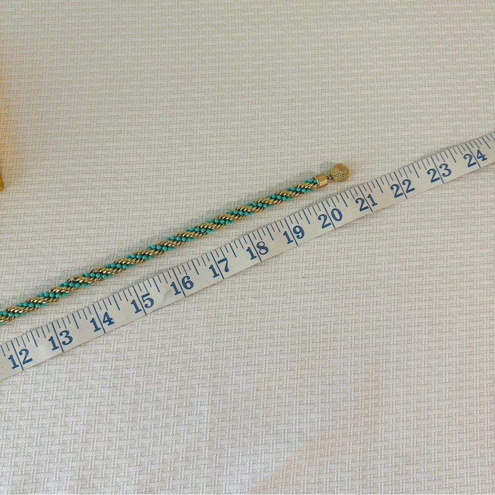 Vintage Gold Plated Turquoise Rope Twist Necklace 20” Signed Avon 1972 - Picture 9 of 11